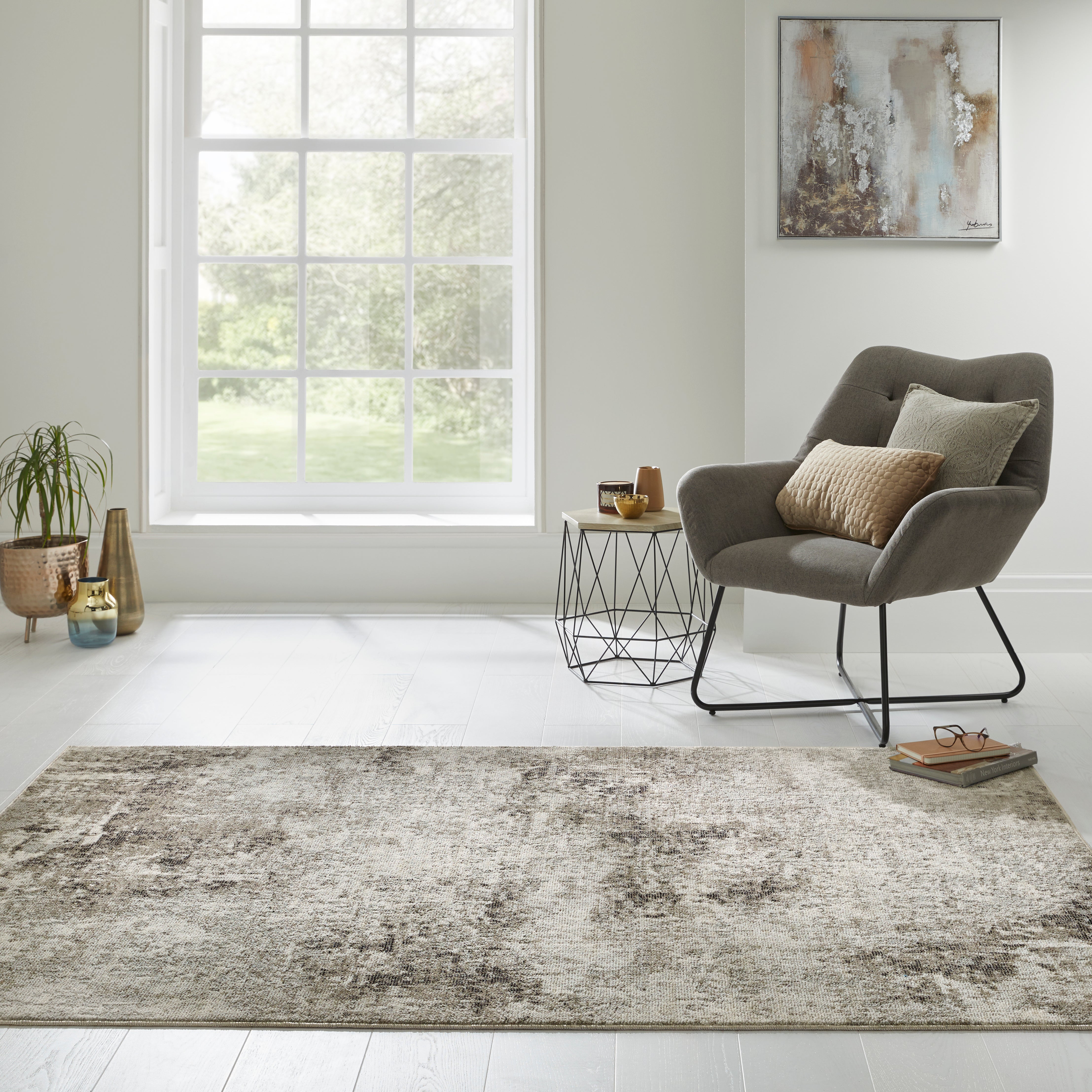 Concept Looms Rossa ROS03 Ivory/Grey Large Rectangle Rug